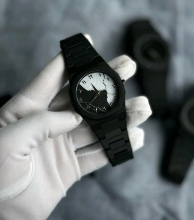 Men's Marble Dial Black Aura Watch